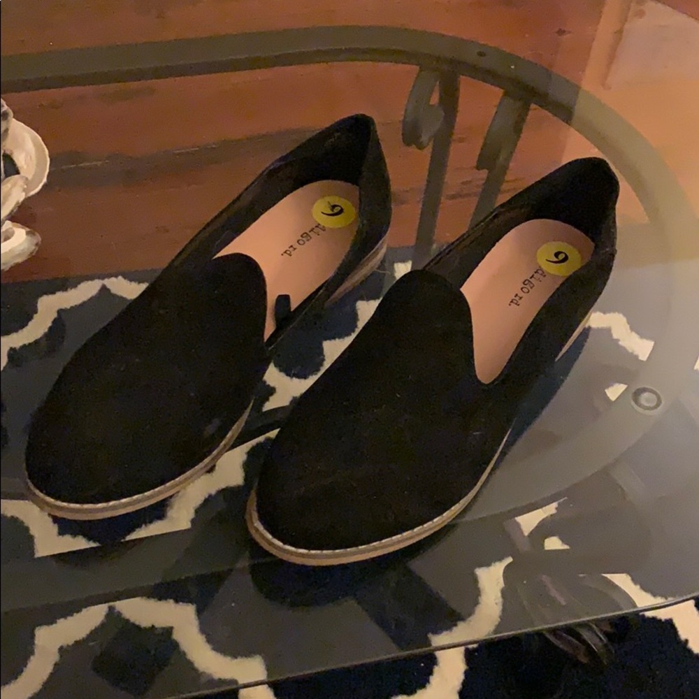 Indigo black suede loafers